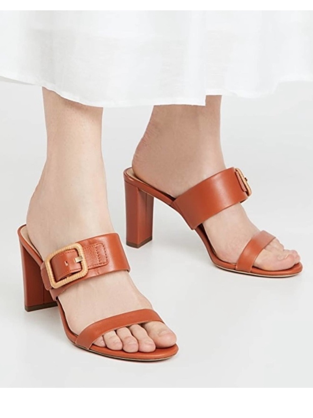 Veronica Beard Women’s Galoma Pump Sandals Fox Orange Leather Block Heels Size 9